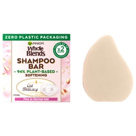 Garnier Whole Blends Oat Delicacy Softening Shampoo Bar for Fine Hair, Zero Plastic Packaging, Preservative/ Silicone/Soap & Dye Free, with Rice Cream and Responsibly Sourced Milk, 2.0 Oz
