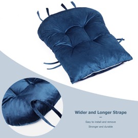 Osunnus 5PCS Glider Rocker Replacement Cushions Thick Soft Velvet Glider Cushions Replacement Set with Ottoman Cushion and Storage Pockets, Navy Blue