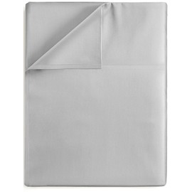 King Egyptian Cotton Flat Sheet - 100% Egyptian Cotton - Comfortable, Cooling & Breathable - Hotel Quality Flat Bed Sheet - Extra Soft & Comfy - Easy Care, Wrinkle Free - Light Grey Flat Sheet Only
