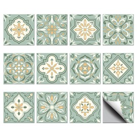 CHGCRAFT 36PCS 4x4 inch Green and Yellow Peel and Stick Tile Stickers Wall Stickers Waterproof Detachable PVC Wall Tile Stickers Decorative Stickers for Kitchen Washroom Bedroom Wall Table Office