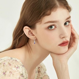 LONAGO Paw Earrings for Women 925 Sterling Silver Cute Dogs Cat Paw Print Drop Earrings for Pets, Sterling Silver, Cubic Zirconia