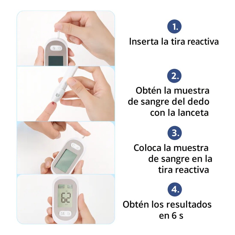Glucómetro Digital Medidor De Glucosa 50 Tiras Y 50 Lancetas