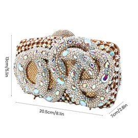 UMREN Sparkly Snake Rhinestones Clutch Women Evening Bag Luxury Crystal Clutch Purse Glitter Handbag for Wedding Party Prom Gold 2