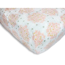 SwaddleDesigns Cotton Muslin Crib Sheet, Heavenly Floral with Shimmer, Pink, 52x28x8 Inch (Pack of 1)