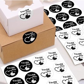 1.5inch Thank You Stickers 120PCS Small Business Labels Envelopes,Baking Sticker,Thank Your Order Sealing Stickers Decoration for Business (B&W)