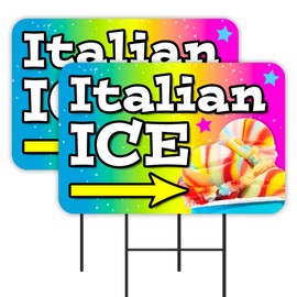 Vista Products Italian Ice 2 Pack Double-Sided Yard Signs 16" x 24" with Metal Stakes (Made in Texas)
