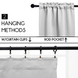 Pickluc Cortina de café gris claro (media cortina de ventana) 24'' largo,cortina de cocina pequeña con bolsillo para barra,cortina opaca corta para ventana pequeña,30'' ancho y 24'' largo,2 paneles