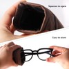 KFPH Double Eyeglasses Pouch Large Squeeze Top Microfiber Soft Glasses