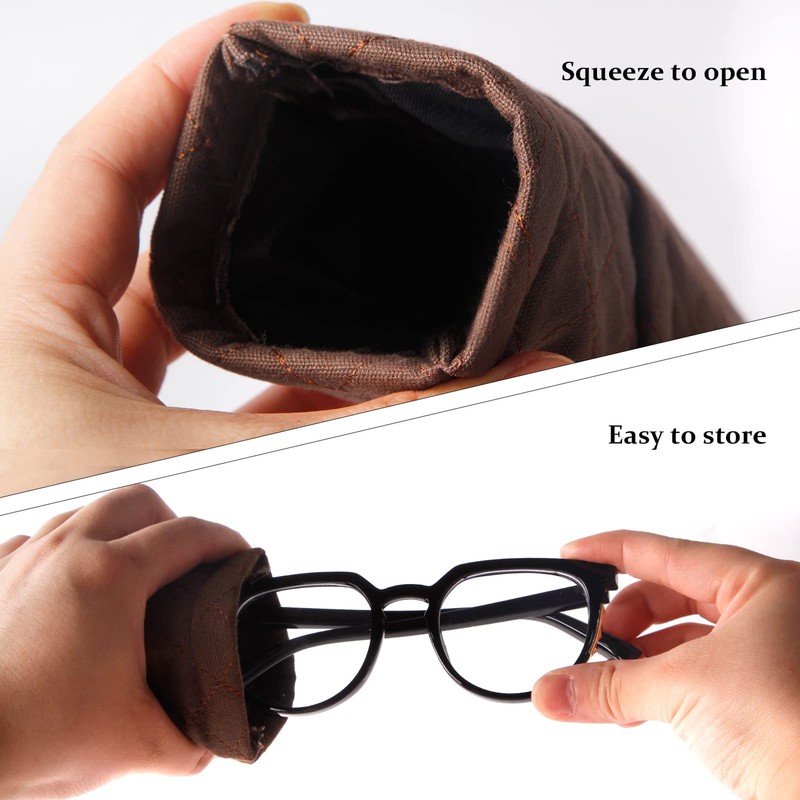 KFPH Double Eyeglasses Pouch Large Squeeze Top Microfiber Soft Glasses