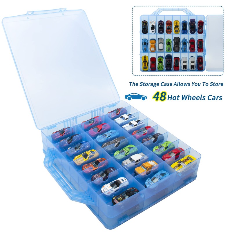 KISLANE Double Sided Storage Case for 48 Cars, Matchbox Cars,