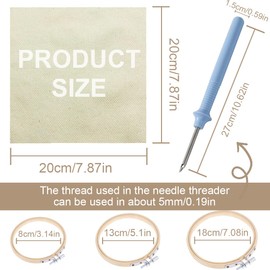 WeddHuis Pack of 3 Embroidery Hoops, Round Embroidery Hoop Made of Bamboo, Adjustable Round Embroidery Hoop, Burr-free, Good for Embroidery, Artwork, DIY Tools (8/13/18 cm), Free Embroidery Cloth +