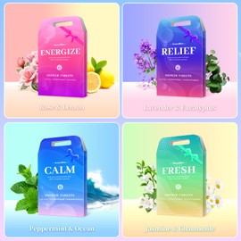 SeasonBliss Shower Steamers 24 Pack, Shower Tablets, Natural Ingredients, 8 Different Scents, Individually Wrapped Shower Steamer, Presents for Mom, Friends