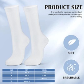 Croloose 4 Pairs Silk Liner Socks Ultra-lightweight Hiking Liners Calf Sweat Absorption Socks for Adult(White,L)