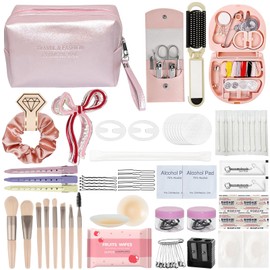 Bridal Emergency Kit for Wedding Day, Wedding Essentials Survival Set for Team Bride, Must-Have 50pcs Essentials Travel Kit with Makeup Bag(Pink)