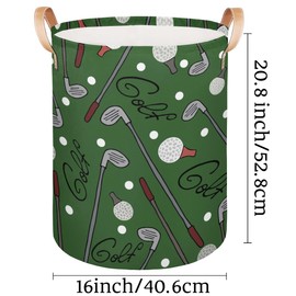 Large Laundry Basket Collapsible Laundry Hamper Cartoon Green Golf Ball Sport Laundry Bag with Handles Tall Clothes Hamper Toys Storage Basket Bin for Nursery College Dorm (70L)