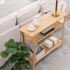 Nnewvante Bamboo Console Table Behind Couch, Entryway Table with Shelves,