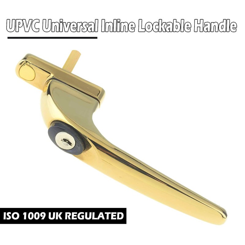 2 Heather UK Polished Gold Upvc Replacement Window Handles Double