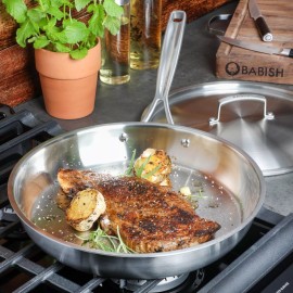 Babish 12-Inch Triply Stainless Steel Professional Grade Fry Pan w/ Lid