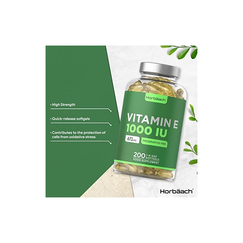 Vitamin E Oil Capsules | 1000iu Strength | 200 Softgels