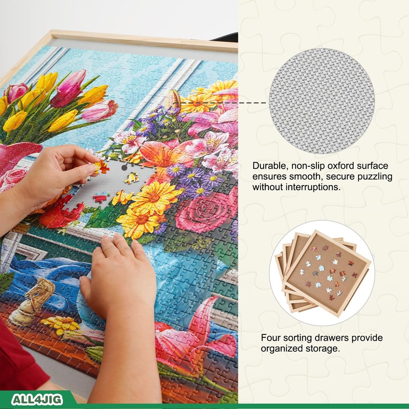 ALL4JIG 1500 Pieces 2-in-1 Tilting & Rotating Puzzle Board, 34.2"