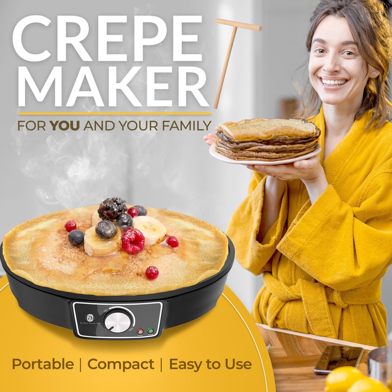Crepe Maker Machine (Easy to Use), Pancake Griddle – Nonstick