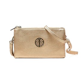 Women's Long & Son Small Clutch, Wristlet, Shoulder ,Cross-Body Bags (Gold)