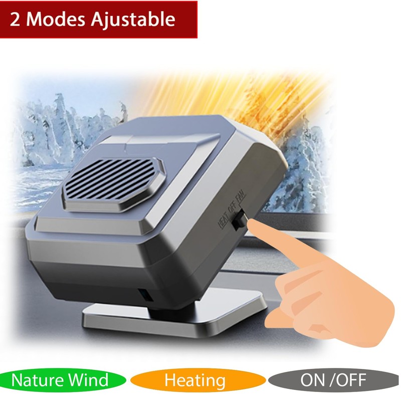 12Volt Protable Car Heater, Fast Heating, Windshield Defogger Defroster, 150W