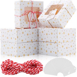 Zhanmai Valentine's Day Cookie Boxes 6 x 6 x 3 in Cookie Tins with Window White Cupcake Boxes Cookie Containers Party Bakery Boxes for Dessert Candy Donut(60 Pcs)