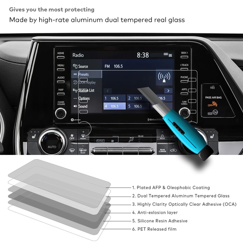 INNOSURE Tempered Glass Screen Protector for 2020 2021 2022 Toyota
