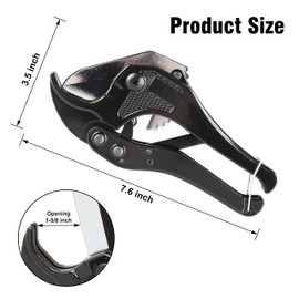 iWork PVC Cutter 1-5/8", PVC Pipe Cutter, Ratcheting PVC Cutter for PVC, PEX PPR Plastic Pipes, Hoses and Plumbing Pipes, Black (410-708)