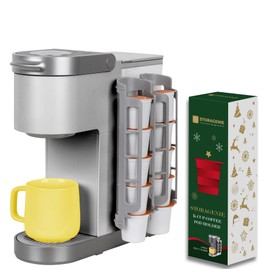 STORAGENIE Coffee Pod Holder Side Mount K Cup Pods Dispenser compatible with Single Serve Coffee Makers, Perfect for Small Counters, Holiday Version(2 Pack/For 10 K-Cups, GREY)