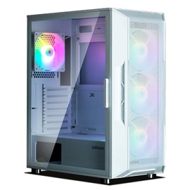 Zalman i3 NEO ATX Mid Tower Gaming PC Case - 4 x 120mm Fixed RGB Fans Preinstalled, Mesh Front Panel for High Airflow, Tempered Glass Side Panel, Support 360mm Radiator, White