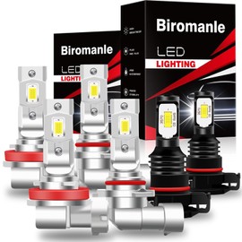 Biromanle Compatible with 2007 2008 2009 2010 2011 2012 2013 GMC Sierra High Beam Low Beam+ Fog Light Bulb Combo, 6000k white light,Interior lights Bulbs(Pack of 6)