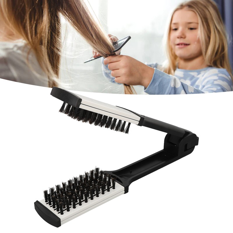 Hair Straightening Double Brush Comb Soft Bristles Prevent Static Heat