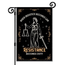 JMYROG When Injustice Becomes Law Resistance Becomes Duty Garden Flag, Double Sided Yard Outdoor Farmhouse Lawn Porch Decor Banner, Social Justice Equality Sign, Feminist Gifts for Friend Coworker BFF