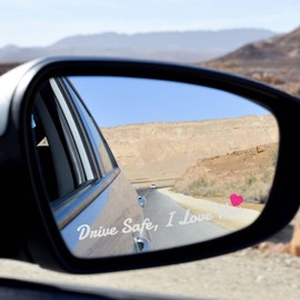 AOZUO 3X Drive Safe, I Love You Rear View Mirror Sticker, Rearview Mirror Decal with Heart Self Affirmations Car Window Decals Makeup Car Mirror Stickers for Women Water Bottle Laptop Gifts(White)