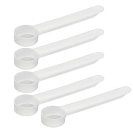 4 mL Plastic Measuring Packaging Scoop (= 4 cc/ = 0.8 teaspoon/ = 0.27 Tablespoon/ = 0.13 fl oz), Long Handle - to Measure and Dispense Spices, Granules, Powders, for Seeds Packing (5 scoops)