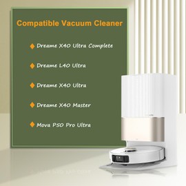 HoHumoca Spare Parts for Dreame X40 Ultra Complete /L40 Ultra /X40 Master for Mova P50 Pro Ultra, 1 Rubber Main Brush, 6 Bags, 4 HEPA Filters, 4 Cloth, 6 Side Brush