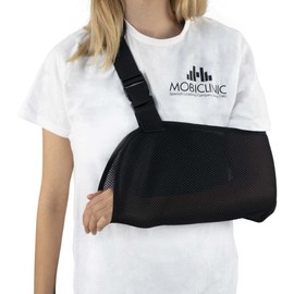 Mobiclinic, Arm Sling Shoulder 3D Mesh Breathable One Size Adjustable Strap Forearm 36cm Arm Sling for Broken Arm Arm Sling Immobilizer Black Black