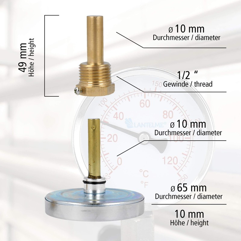 Lantelme Heating Thermometer 1/2 Inch 120 Degrees Celsius Water Thermometer