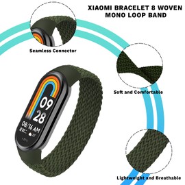 LEIXIUER Braided Solo Loop Band for Xiaomi Smart Band 9 8 Strap Women Men,Soft Elastic Nylon Replacement Wristband for Xiaomi Mi Strap 9/8