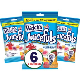 Welch's Juicefuls Juicy Fruit Snacks, Mixed Fruit, Fruit Gushers, Gluten Free, 4 Oz Sharing Size Bags (Pack of 6)