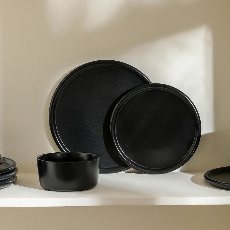 Stone Lain Eden 8-Piece Dinner Plate Set Stoneware, Black