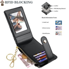 Simikol Bifold Wallet RFID Credit Card Wallet Card Holder for Women or Men with Keychain Zipper Pocket,Black Butterflies, Black Butterflies