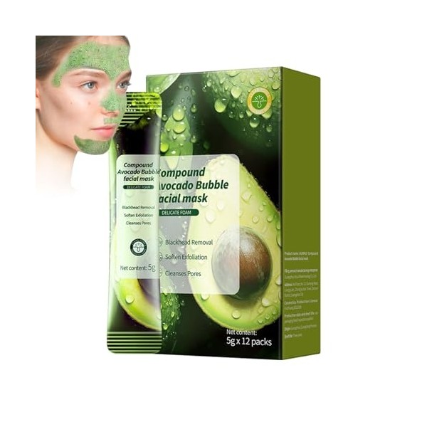 Avocado Bubble Facial Mask, Complex Acid Avocado Cleansing Facial Bubble