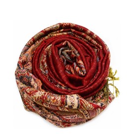 VEXTROFORT Pashmina Scarf Shawl Bohemian Women Wedding Wrap Stole with Fringes Sigle Jacquard (Dark Red)