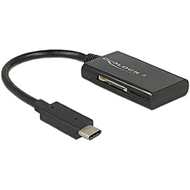DeLOCK 91740 USB 3.0 (3.1 Gen 1) Type-C Black card reader 91740, MMC, MMCmicro, Memory Stick (MS), MicroSD (TransFlash), MicroSDHC, MicroSDXC, SD, SDHC, SDXC, 2048 GB, USB 3.0 (3.1 Gen 1)