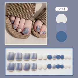 Nail Tip, Foot Nail Seal, False Nails, 24 Pieces, Cute Tips, Gel Nails, Nail Seal, Butterfly, Flowers, Cat Eye, Design False Nails, Reusable Repeatedly, Popular in Korea, Nail Supplies, Easy to Apply