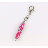 Padrino Pixie Pink Polka Dot Print Crystal Keychain Carabiner Ballpoint