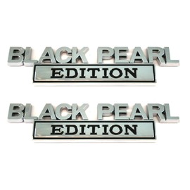 2pcs Black Pearl Emblem Decal Custom 3D Letter Black Pearl Edition Badge Sticker Compatible with Truck F150 F250 F350 Silverado 1500 2500 3500 (Chrome)